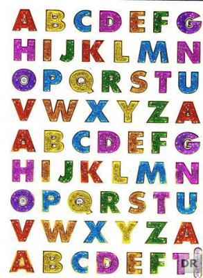 Letters ABC colorful height 12 mm sticker sticker metallic glitter effect school office folder children craft kindergarten 1 sheet 173