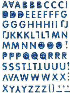 Buchstaben ABC blau Höhe 10 mm Aufkleber Sticker metallic Glitzer Effekt Schule Büro Ordner Kinder Basteln Kindergarten 1 Bogen 174