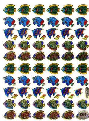 Fish Sea creatures Aquatic animals Colorful stickers Metallic glitter effect for children's crafts Kindergarten Birthday 1 sheet 174