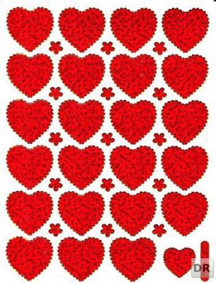 Herz Herzen rot Liebe Aufkleber Sticker metallic Glitzer Effekt für Kinder Basteln Kindergarten Geburtstag 1 Bogen 175