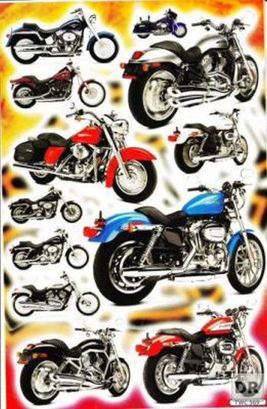 Motorrad Chopper Biker Aufkleber Sticker für Kinder Basteln Kindergarten Geburtstag 1 Bogen 175