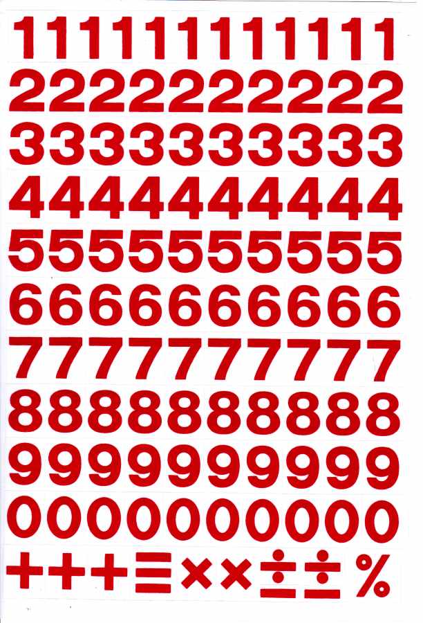 Zahlen Nummern 123 rot 17 mm hoch Aufkleber Sticker für Büro Ordner Kinder Basteln Kindergarten Geburtstag 1 Bogen 176