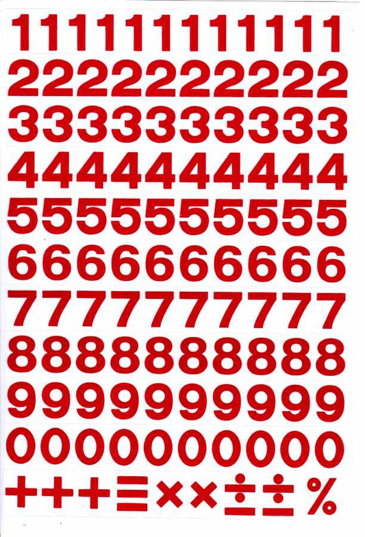 Numbers 123 red 17 mm high stickers for office folders children crafts kindergarten birthday 1 sheet 176
