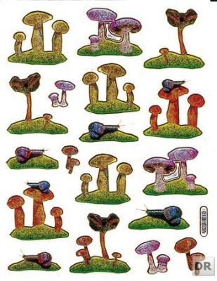 Mushrooms Mushroom Pfiffer Colorful Sticker Metallic Glitter Effect Children Crafts Kindergarten 1 Sheet 177