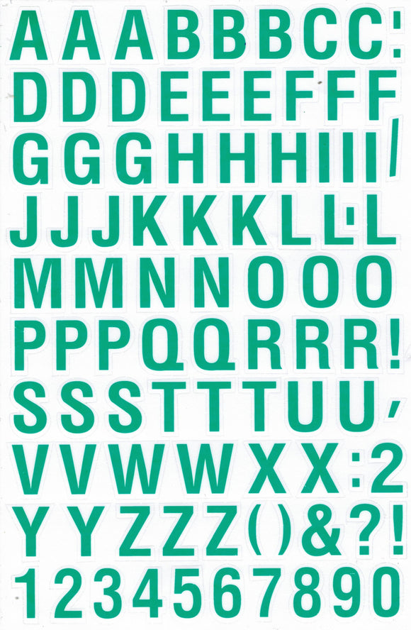 Buchstaben ABC grün 20 mm hoch Aufkleber Sticker für Büro Ordner Kinder Basteln Kindergarten Geburtstag 1 Bogen 178