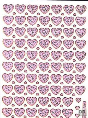 Herz Herzen rosa Liebe Aufkleber Sticker metallic Glitzer Effekt für Kinder Basteln Kindergarten 1 Bogen 180
