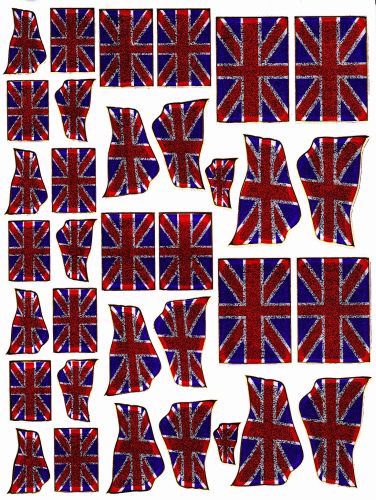 England Great Britain Flag Sticker Metallic Glitter Effect Children Crafts Kindergarten 1 Sheet 184