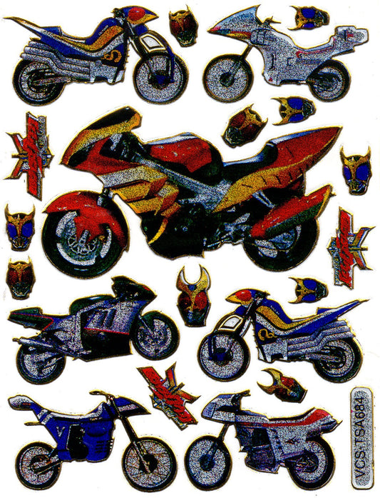 Motorcycle Biker Chopper Sticker Metallic Glitter Effect School Children Crafts Kindergarten 1 sheet 184