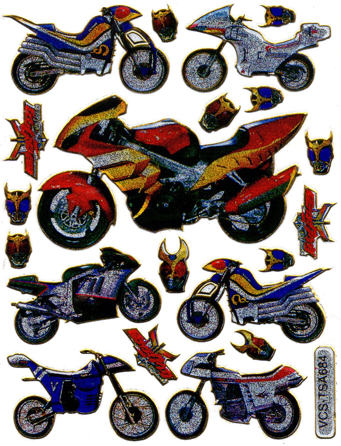 Moto Biker Chopper Autocollant Effet Paillettes Métalliques École Enfants Artisanat Maternelle 1 feuille 184