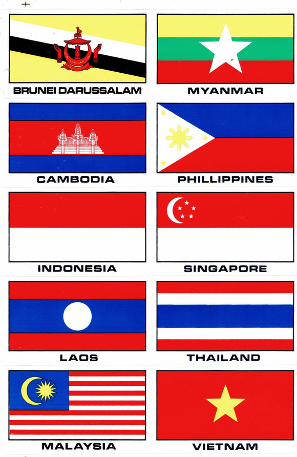 Flagge: ASEAN Staaten Aufkleber Sticker Motorrad Roller Skateboard Auto Tuning selbstklebend 185