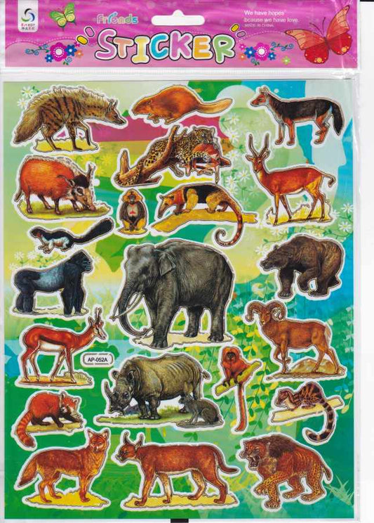 Pony poodle cow rabbit tiger animals colorful stickers for children crafts kindergarten birthday 1 sheet 404