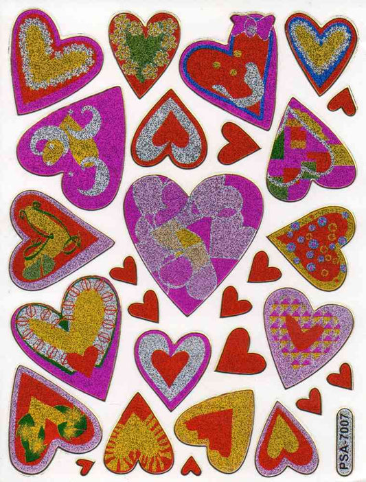 Coeur coeurs coloré amour autocollant métallique effet scintillant pour enfants artisanat maternelle anniversaire 1 feuille 187