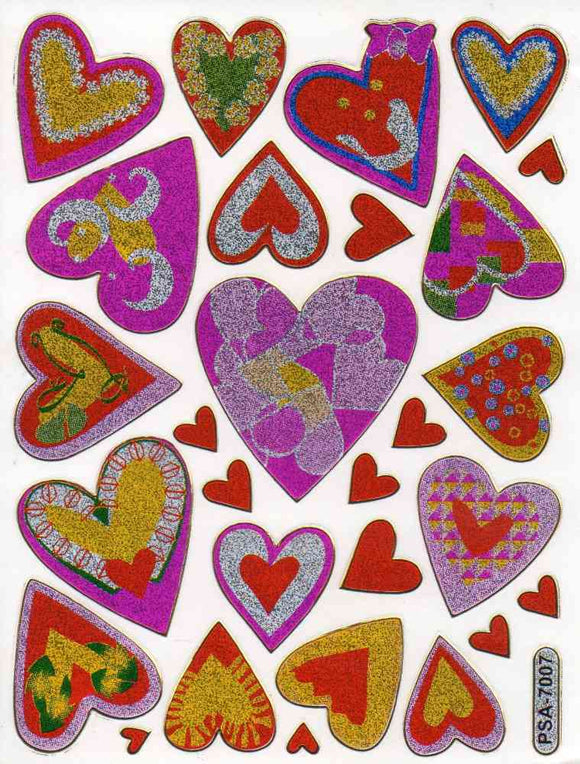 Herz Herzen bunt Liebe Aufkleber Sticker metallic Glitzer Effekt für Kinder Basteln Kindergarten Geburtstag 1 Bogen 187
