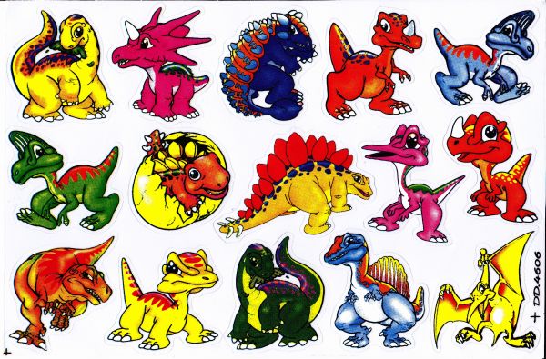 Dino Dinosaurier Jurassic T-Rex Raptor Tiere Aufkleber Sticker für Kinder Basteln Kindergarten Geburtstag 1 Bogen 187