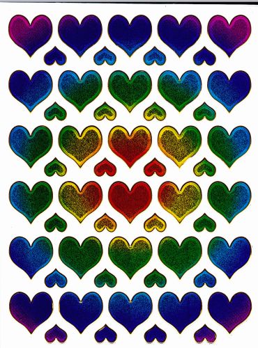 Heart hearts colorful love sticker metallic glitter effect for children crafts kindergarten birthday 1 sheet 189
