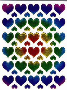 Herz Herzen bunt Liebe Aufkleber Sticker metallic Glitzer Effekt für Kinder Basteln Kindergarten Geburtstag 1 Bogen 189