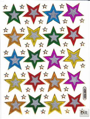Sterne Stern bunt Aufkleber Sticker metallic Glitzer Effekt für Kinder Basteln Kindergarten Geburtstag 1 Bogen 193