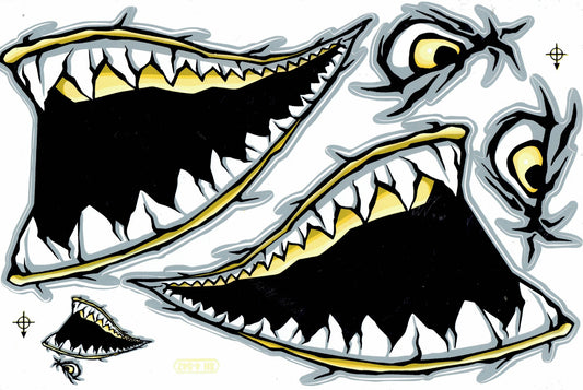 Requin bouche pharynx gullet dents autocollant moto scooter planche à roulettes voiture tuning modèle bâtiment auto-adhésif 194