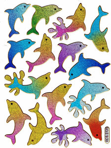 Delfine Fisch Fisches Meeresbewohner Wassertiere Tiere bunt Aufkleber Sticker metallic Glitzer Effekt für Kinder Basteln Kindergarten Geburtstag 1 Bogen 194