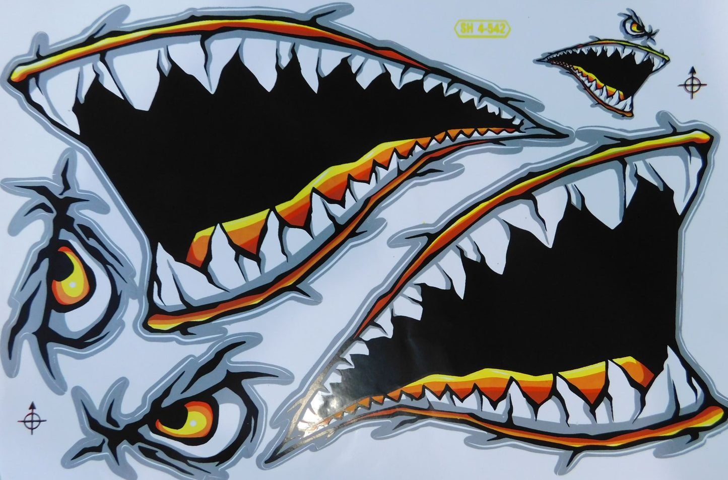 Requin bouche pharynx gullet dents autocollant moto scooter planche à roulettes voiture tuning modèle bâtiment auto-adhésif 195