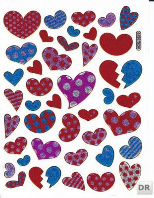Herz Herzen bunt Liebe Aufkleber Sticker metallic Glitzer Effekt für Kinder Basteln Kindergarten Geburtstag 1 Bogen 196