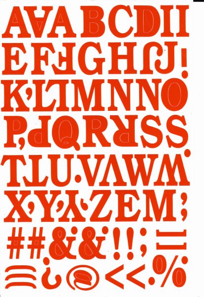 Buchstaben ABC orange 28 mm hoch Aufkleber Sticker für Büro Ordner Kinder Basteln Kindergarten Geburtstag 1 Bogen 199