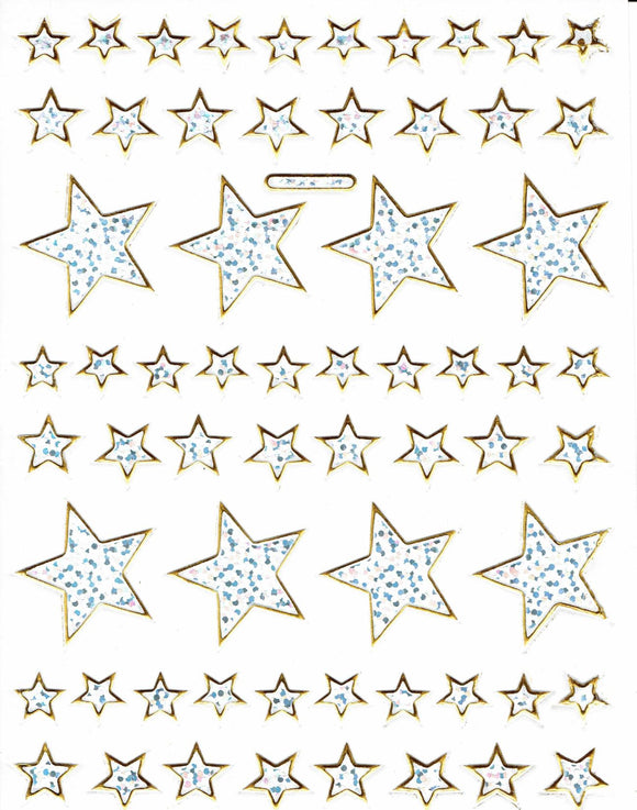 Sterne Stern silber Aufkleber Sticker metallic Glitzer Effekt für Kinder Basteln Kindergarten Geburtstag 1 Bogen 202