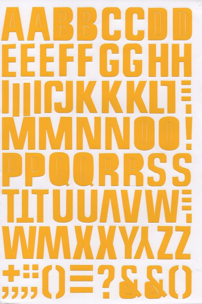 Buchstaben ABC gelb 28 mm hoch Aufkleber Sticker für Büro Ordner Kinder Basteln Kindergarten Geburtstag 1 Bogen 204