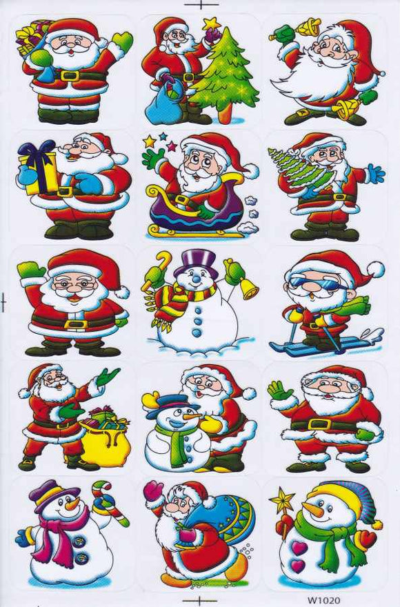 Christmas snowman Santa Claus stickers for children crafts kindergarten birthday 1 sheet 207