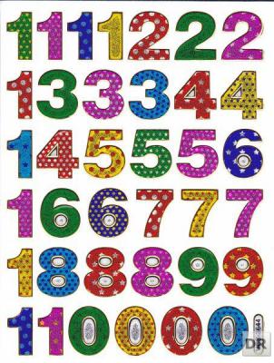 Zahlen Nummern bunt 123 Höhe 17 mm Aufkleber Sticker metallic Glitzer Effekt Schule Büro Ordner Kinder Basteln Kindergarten 1 Bogen 211