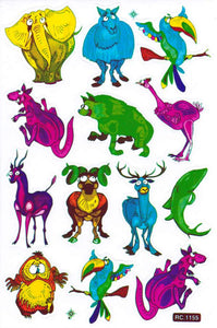 Elefant Vogel Strauss Tiere Aufkleber Sticker für Kinder Basteln Kindergarten Geburtstag 1 Bogen 214