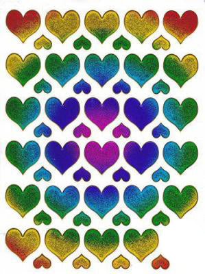 Heart hearts colorful love sticker metallic glitter effect for children crafts kindergarten birthday 1 sheet 215