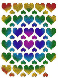Herz Herzen bunt Liebe Aufkleber Sticker metallic Glitzer Effekt für Kinder Basteln Kindergarten Geburtstag 1 Bogen 215