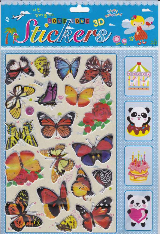 3D butterflies butterfly insects animals stickers for children crafts kindergarten birthday 1 sheet 220