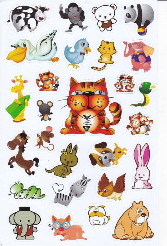 Pélican chat cheval lapin animaux autocollants pour enfants artisanat maternelle anniversaire 1 feuille 224