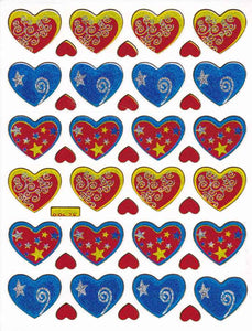 Herz Herzen bunt Liebe Aufkleber Sticker metallic Glitzer Effekt für Kinder Basteln Kindergarten Geburtstag 1 Bogen 225
