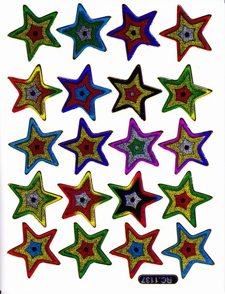 Star star colorful sticker sticker metallic glitter effect for children craft kindergarten birthday 1 sheet 231