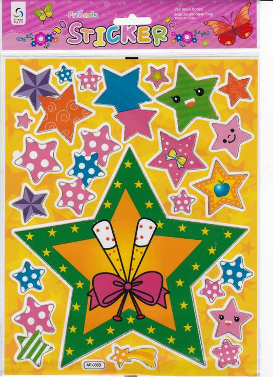 Stars star colorful stickers for children crafts kindergarten birthday 1 sheet 233