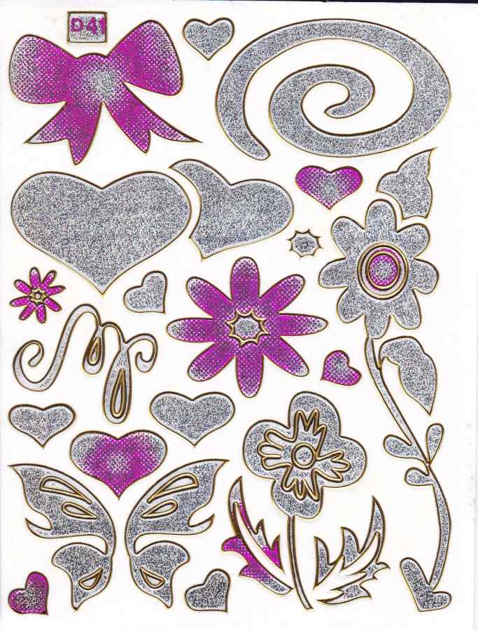 Heart hearts colorful love sticker metallic glitter effect for children crafts kindergarten birthday 1 sheet 237