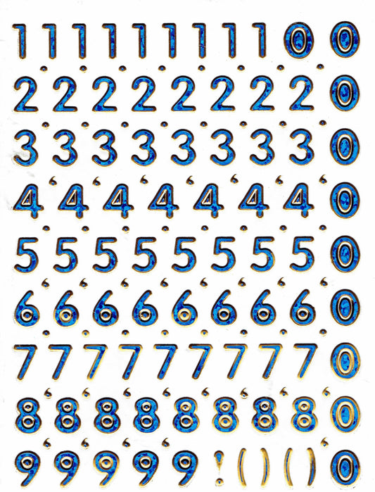 Numbers numbers blue 123 height 10 mm sticker sticker metallic glitter effect school office folder children craft kindergarten 1 sheet 244