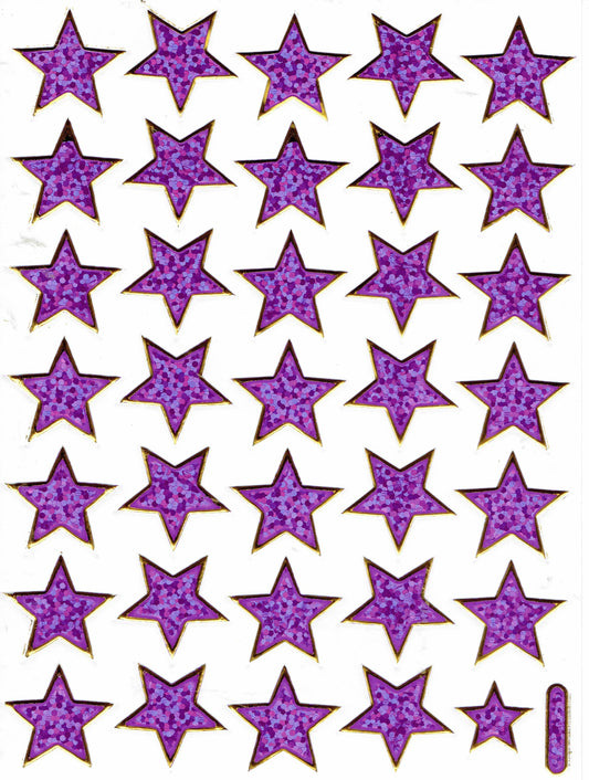 Sterne Stern lila Aufkleber Sticker metallic Glitzer Effekt für Kinder Basteln Kindergarten Geburtstag 1 Bogen 244