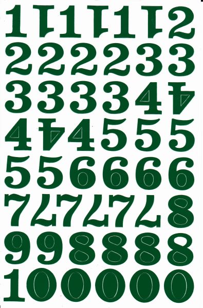 Numbers 123 green 26 mm high sticker for office folders children crafts kindergarten birthday 1 sheet 245