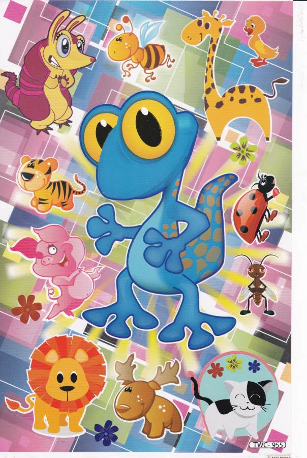 Tatou lézard lion vache girafe animaux autocollants autocollants pour enfants artisanat maternelle anniversaire 1 feuille 245