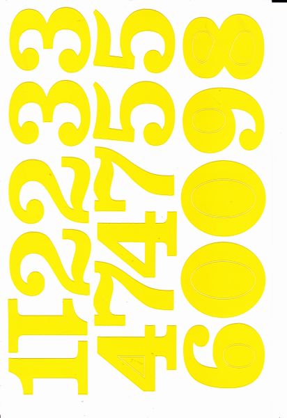 Zahlen Nummern 123 gelb 50 mm hoch Aufkleber Sticker für Büro Ordner Kinder Basteln Kindergarten Geburtstag 1 Bogen 246