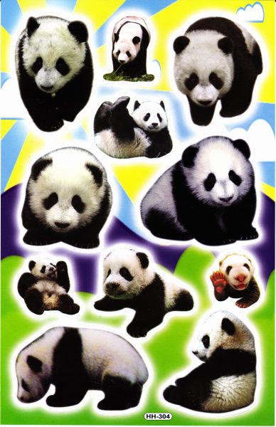 Panda Bär Pandabär Tiere Aufkleber Sticker für Kinder Basteln Kindergarten Geburtstag 1 Bogen 256