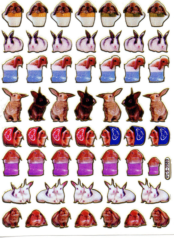 Hase Kanninchen bunt Tiere Aufkleber Sticker metallic Glitzer Effekt Kinder Basteln Kindergarten 1 Bogen 259