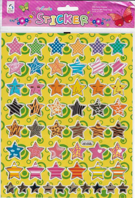 Stars star colorful stickers for children crafts kindergarten birthday 1 sheet 263