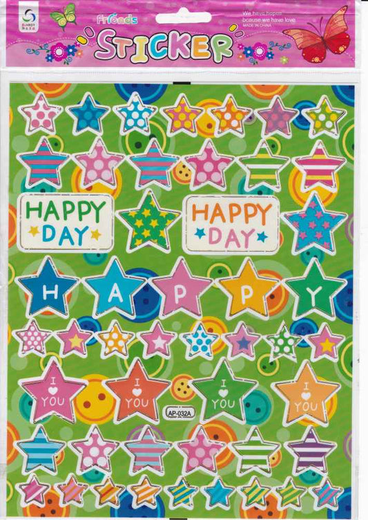 Stars star colorful stickers for children crafts kindergarten birthday 1 sheet 265