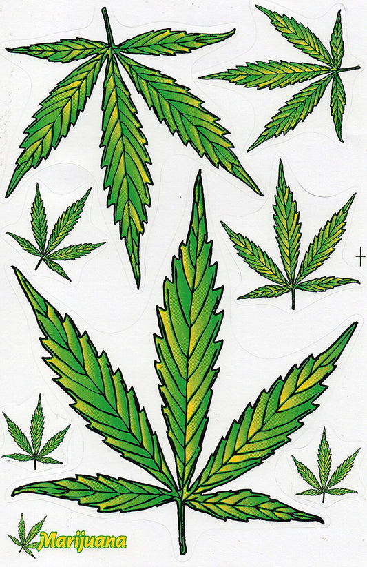 Cannabis Mariuhana Weed Plant Stickers for Children Crafts Kindergarten Birthday 1 sheet 271