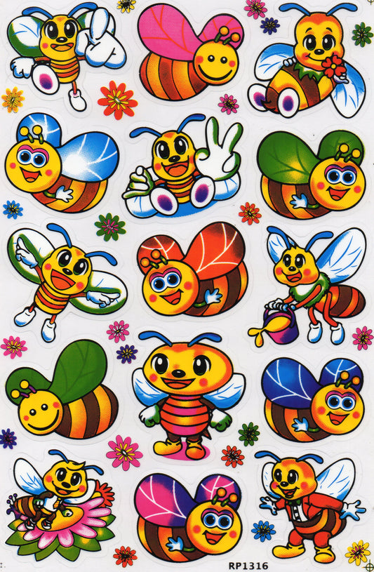 Bees Bumblebee Wasp Bee Insects Animals Stickers for Children Crafts Kindergarten Birthday 1 sheet 272